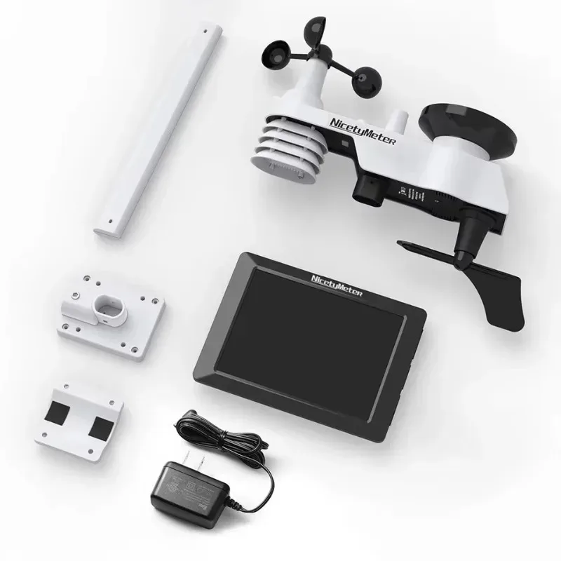 Super-clear Plastic OLED Large Screen Android Smart Weather Station | WiFi 7-in-1 Outdoor Sensing Wind/Rain/UV Real-Time