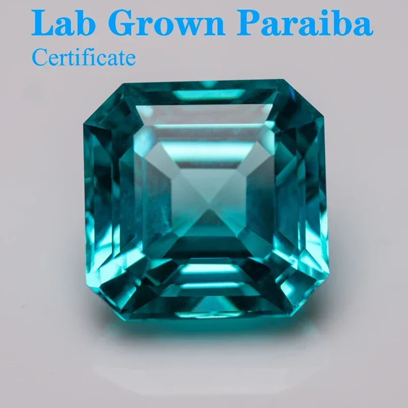 

Top Lab Grown Paraiba Square Chamfer VVS1 Gemstone Charms Diy for Advanced Jewelry Making Materials Selectable AGL Certificate