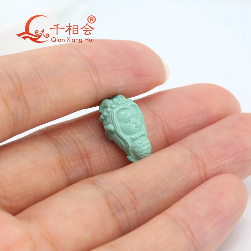 Natural Turquoise 5.5ct  blue color Carving Mermaid  Decoration Gifts Loose Gemstone GTC certificated