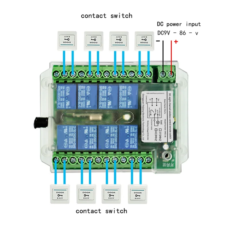 8 채널 무선 Rf 원격 제어 스위치 12V/24V/36V 433Mhz 원격 연속 무선 원격 모터 제어 스위치 DC9V-72V-A74Z