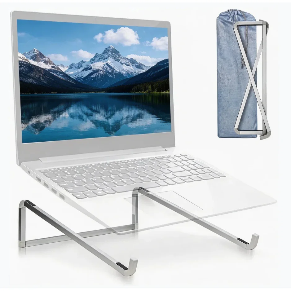 

A Foldable Laptop Stand Suitable for Desktops, A Universal Laptop Ventilation Stand in Silvery