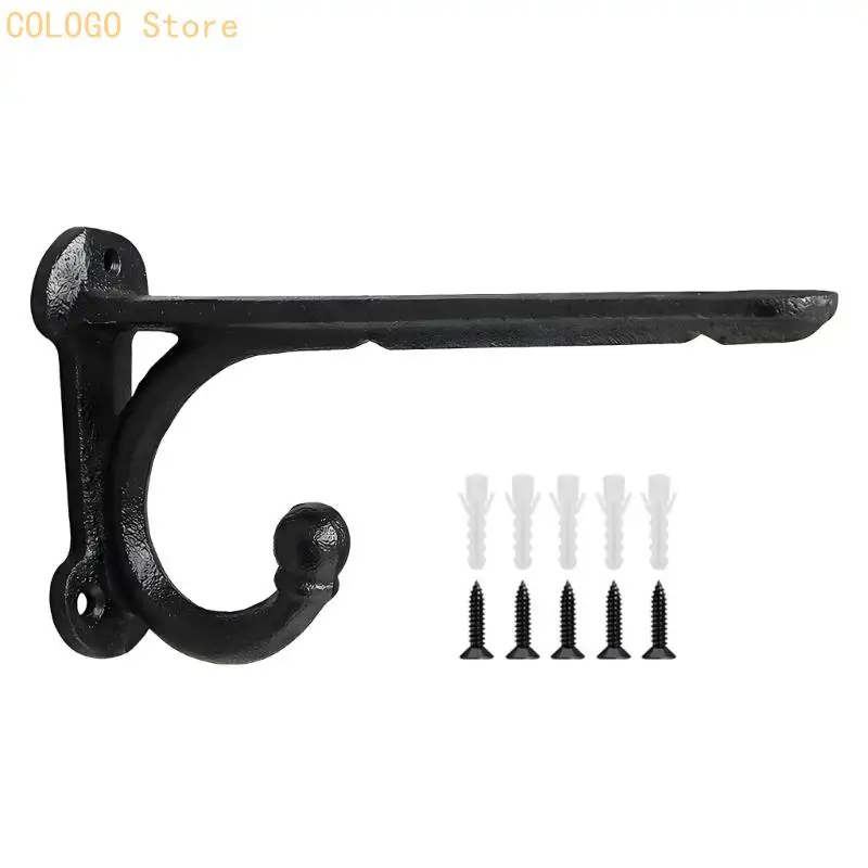 Stable Iron Wall Shelf Unit With Multipurpose Hook Wall Decoration With Functional Storage Space For Indoor Outdoor D0LD