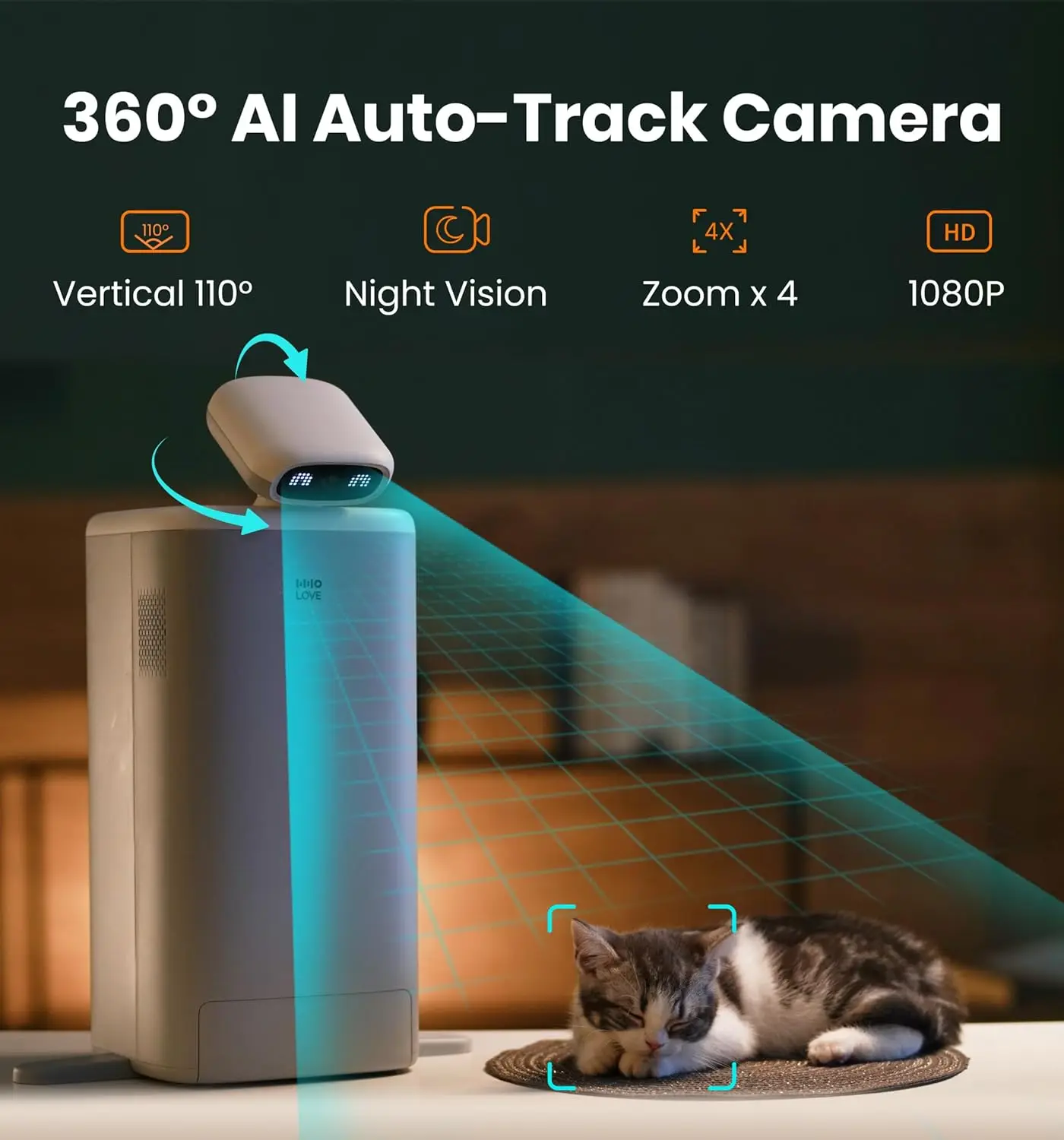 2025 Smart Cat Companion Robot 360° View Pet Automatic Feeder for Cat