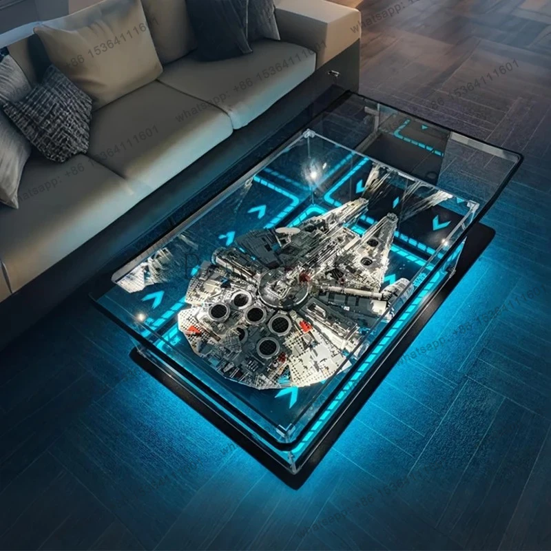 Modern simple living room home coffee table acrylic display box building block model dust cover advanced sense