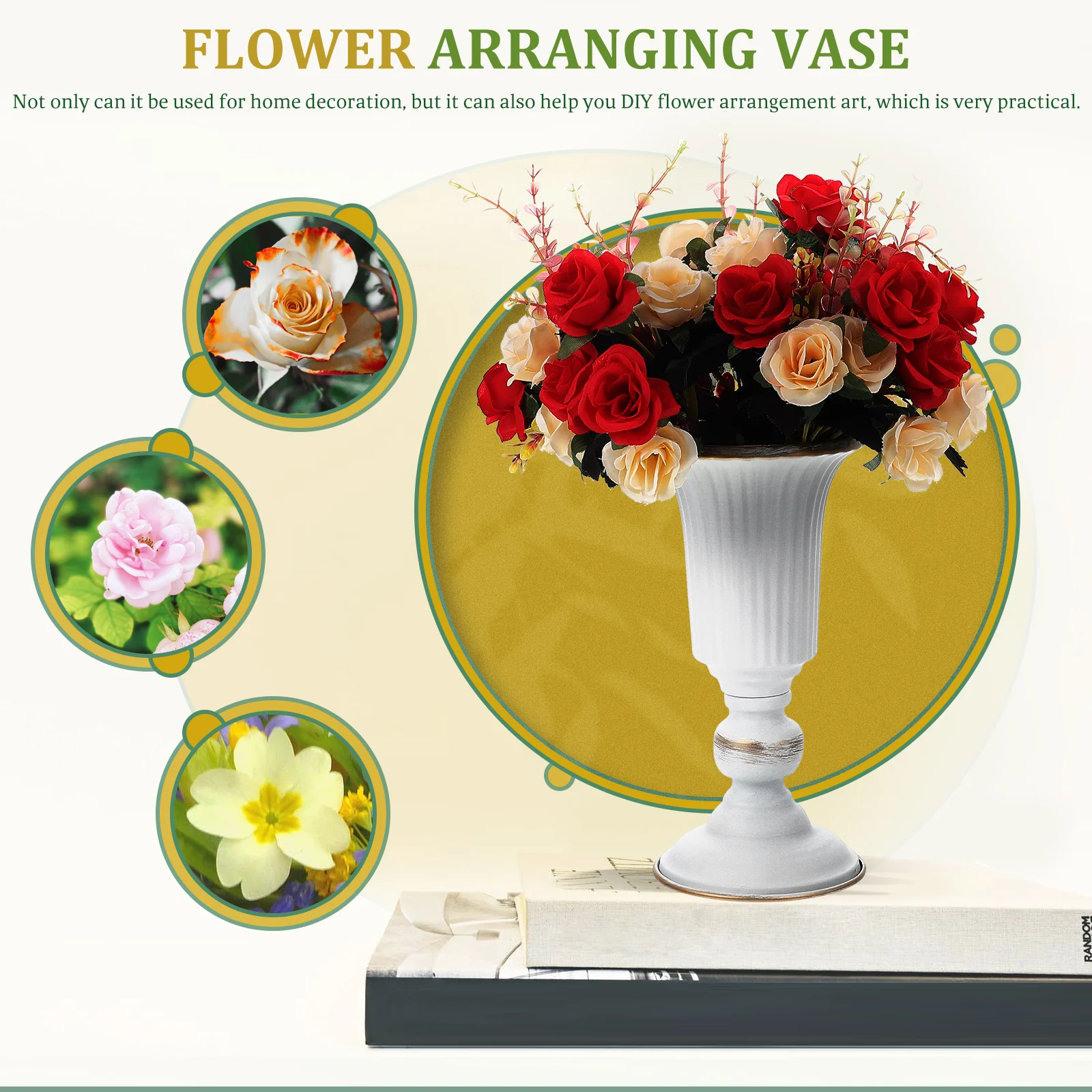 

Striped Flower Vase Tall Trumpet Design Wedding Centerpiece Metal Flower Container European Style Iron Holder Home Garden