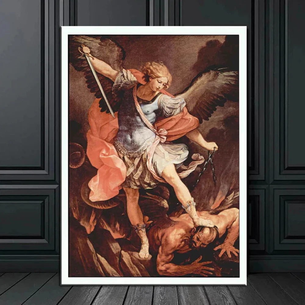 Retro Religious Wall Art Christian Angel HD  On Canvas Posters And Prints Michael Archangel Living Room Bedroom Decor Gifts