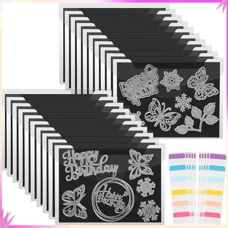 B50C 40 Pieces Magnetic Die Storage Sheets Pockets-Includes 20 Double Sided Sheets+ 20 Storage Bags For Card Making Die Cut