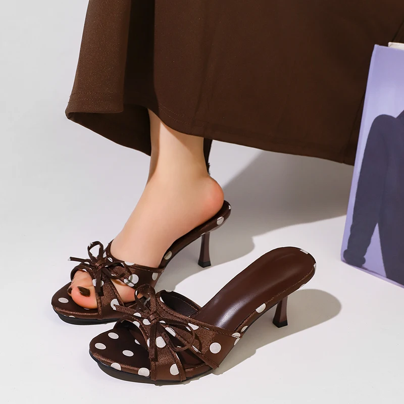 

Bow High Heels Women's Slippers Fashion Elegant Heeled Sandals 2026 Sexy Pumps Summer Flip Flops Dress New Party Mujer Zapatos