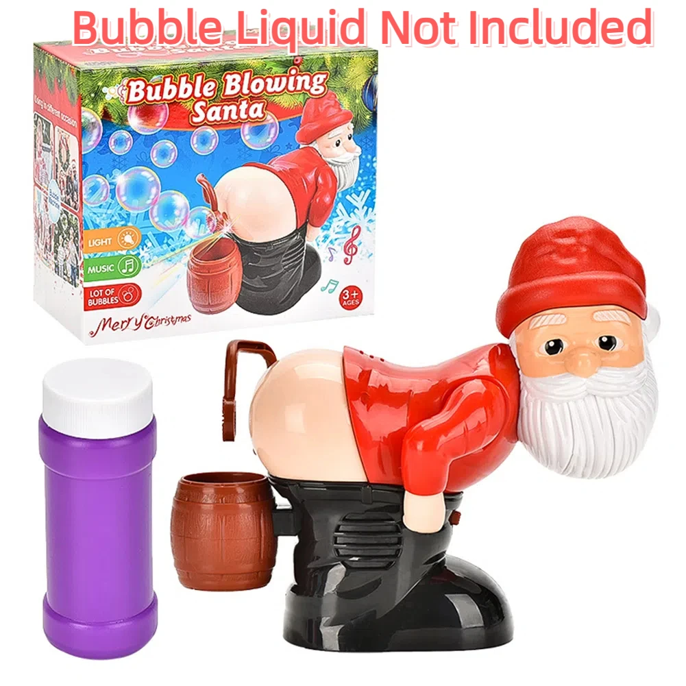 Christmas Santa Claus Bubble Machine with Music & Light Farting Soap Bubble Toy Electric Santa Butt Bubble Blower Xmas Kids Gift