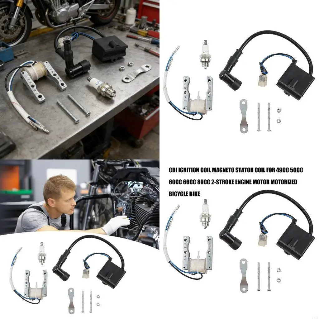 

Complete Motorcycle Ignition System With Metal Coil And Plugs for 49cc 66cc 80cc 2-Strokes Engine X37F