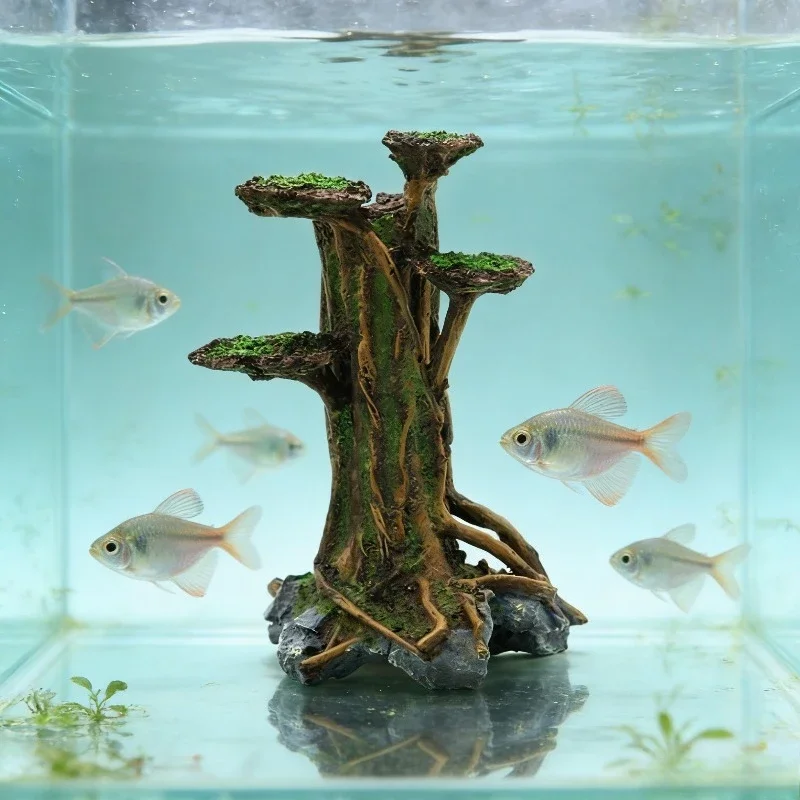 Artificial Moss Tree Driftwood Aquarium Decoration Resin Moss Water Tree Plant Lazy Aquascape Driftwood Brazilian Wood Root