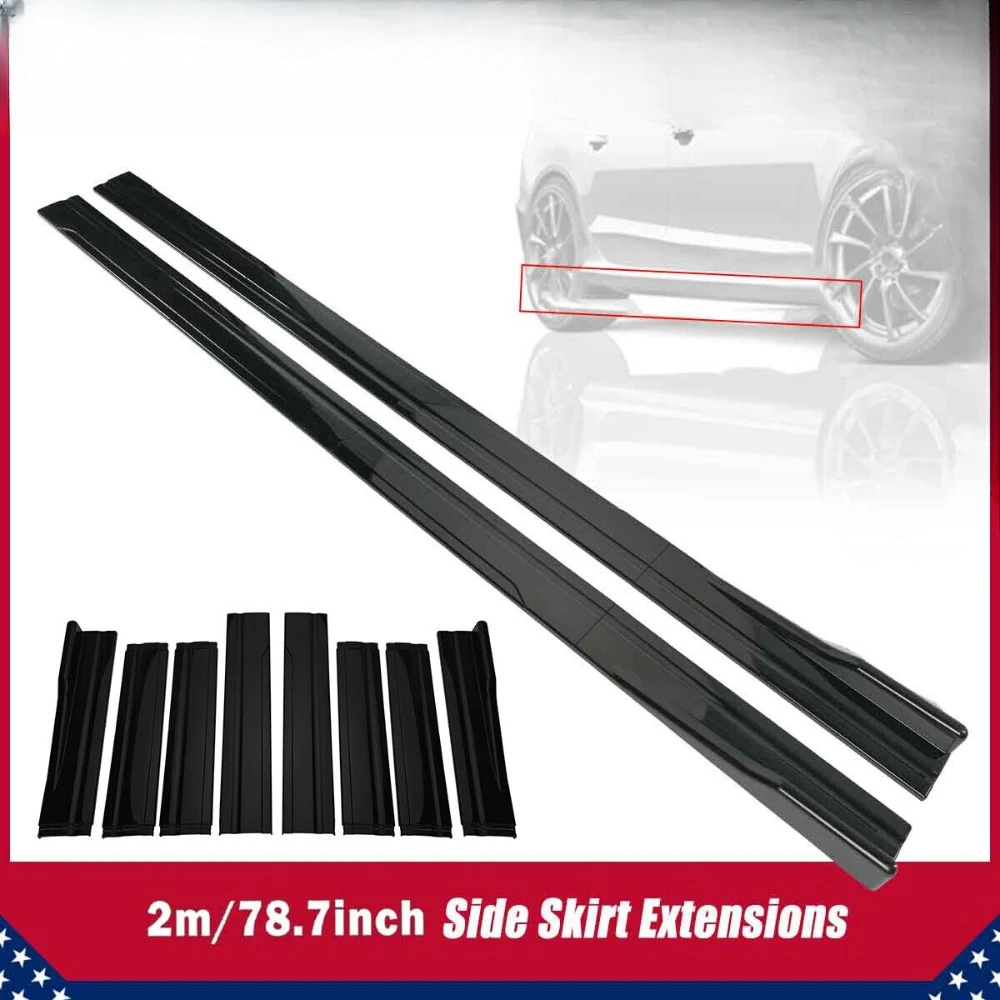 

For Honda Civic 78.7" Gloss Black Side Skirt Extension Splitter Lip Rocker Panel United States