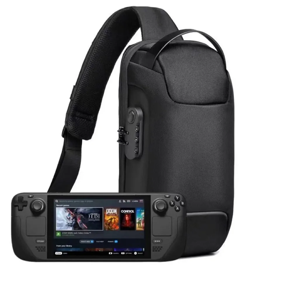 Portable Shoulder Bag with Dual Zipper Lock Shockproof Carrying Case Waterproof Cover for Steam Deck Game Accessories