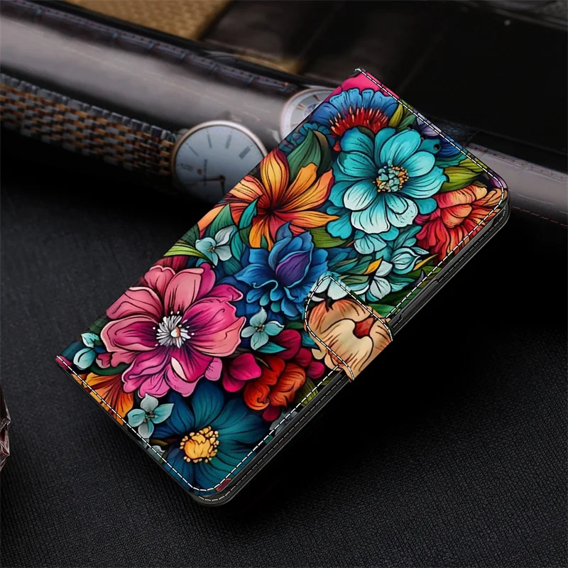 Xperia 1 V 5III Wallet Funda on for Sony Xperia 10 V 5 IV 1V 10II 10 III Lite 1IV 3D Flower Painted Leather Card Slot Phone Case