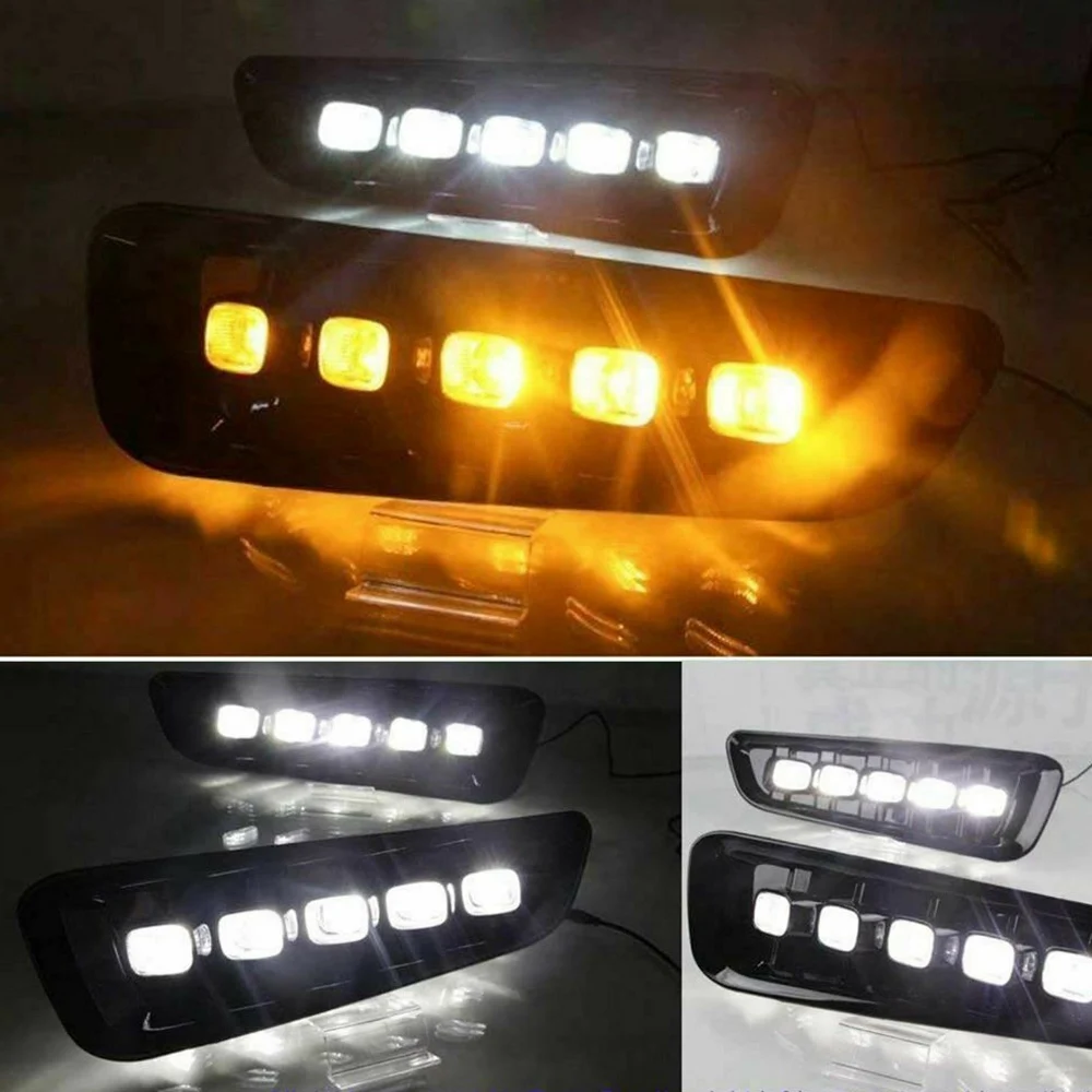 for Ford F-150 Raptor / Ranger Raptor 2017-2019 Front Bumper Bezels L+R LED DRL with Turn Signal Fog Light