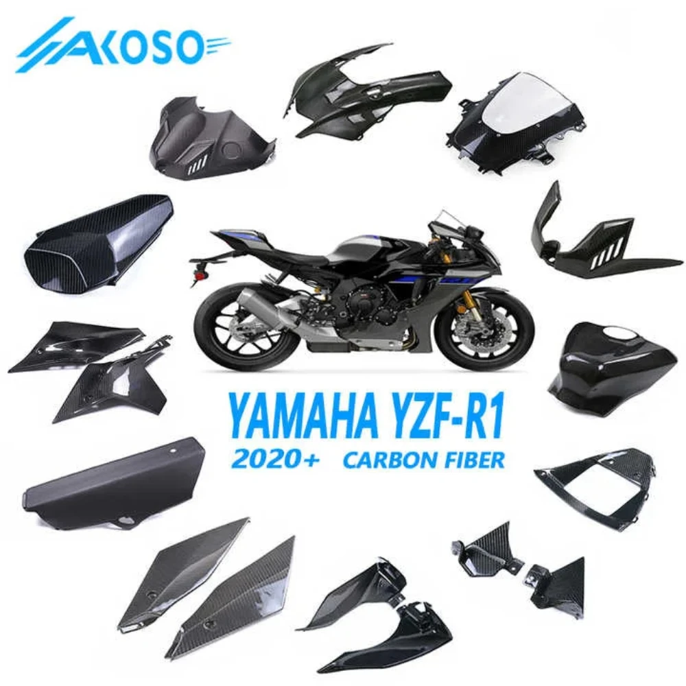 For YAMAHA R1 R1M Motorcycle 3K Carbon Fiber Glossy 100% Tail Fairings Tail Cowling stock Side Panels  2015  2017 2019 2020 2022