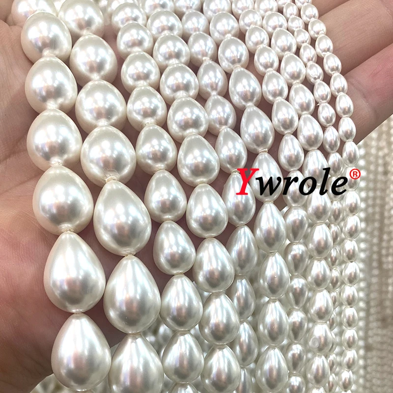New Water Drop White Shell Simulated Pearl Natural Loose Spacer Beads for Jewelry Making Diy Bracelet Charms Accessories 15''