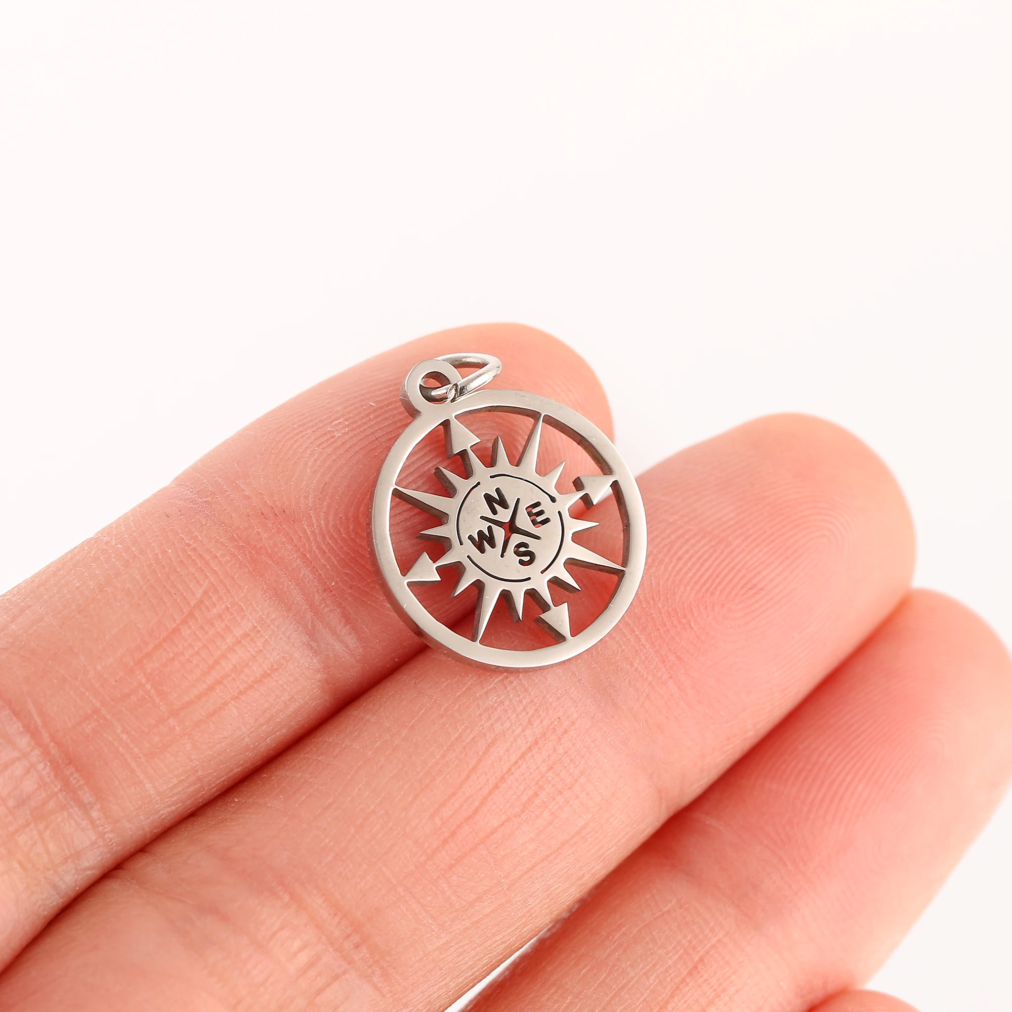 5pcs nautischer Kompass Charms Edelstahl Hawaii Sea Charm Anhänger DIY hand gefertigten Schmuck für Ohrringe Armband Halskette machen – Detail 11