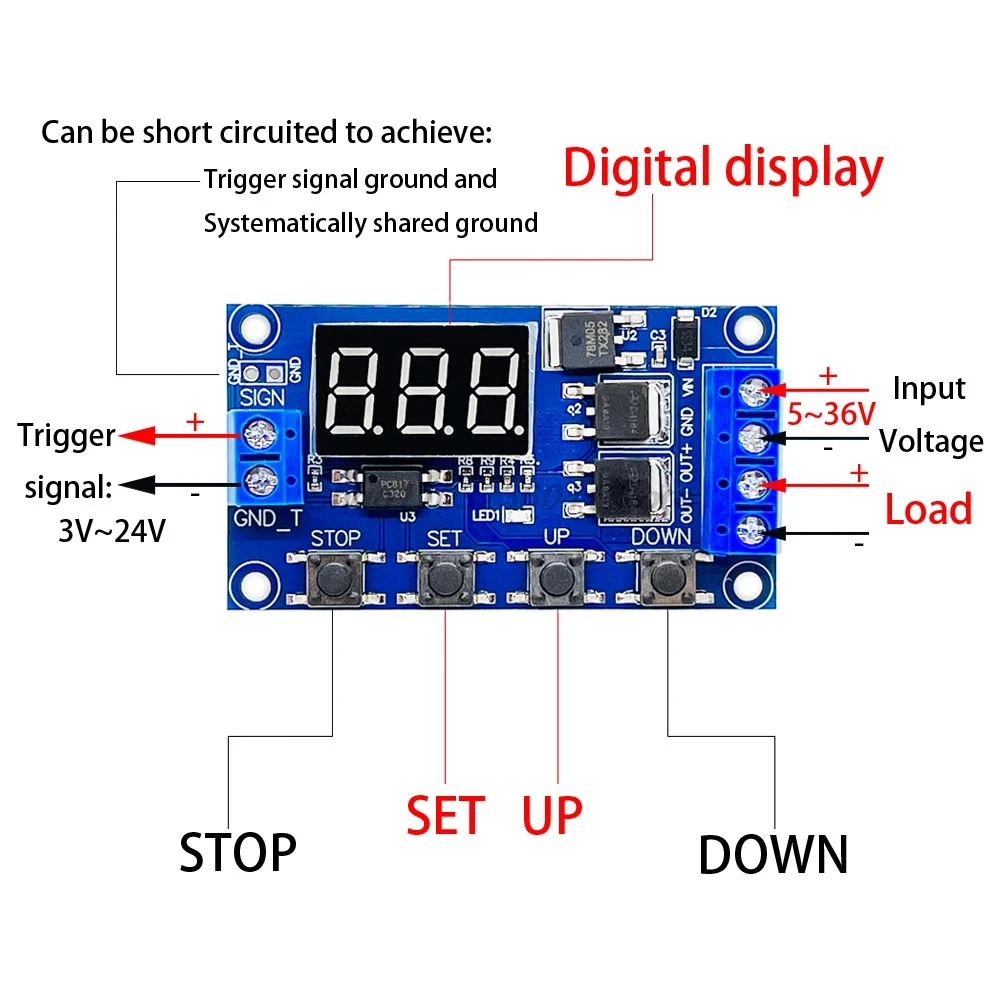 DC 12V 24V Dual MOS LED Digitale Relè di Ritardo Trigger Ciclo Timer Ritardo Interruttore Circuito Modulo di Controllo di Temporizzazione FAI DA TE