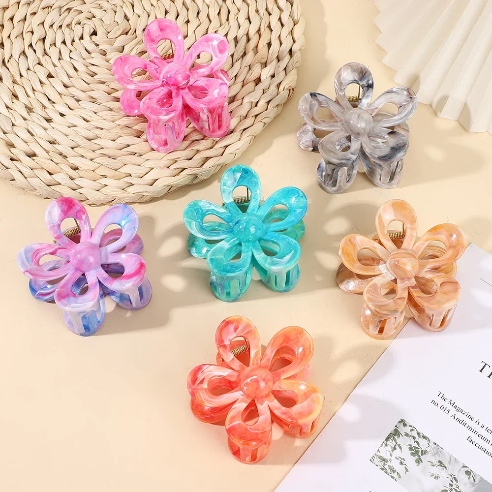 

Mixed Colors New Dopamine Marbled Hair Clip Accessories Clip Advanced Shark Clip for Wedding Hawaiian Christmas Parties