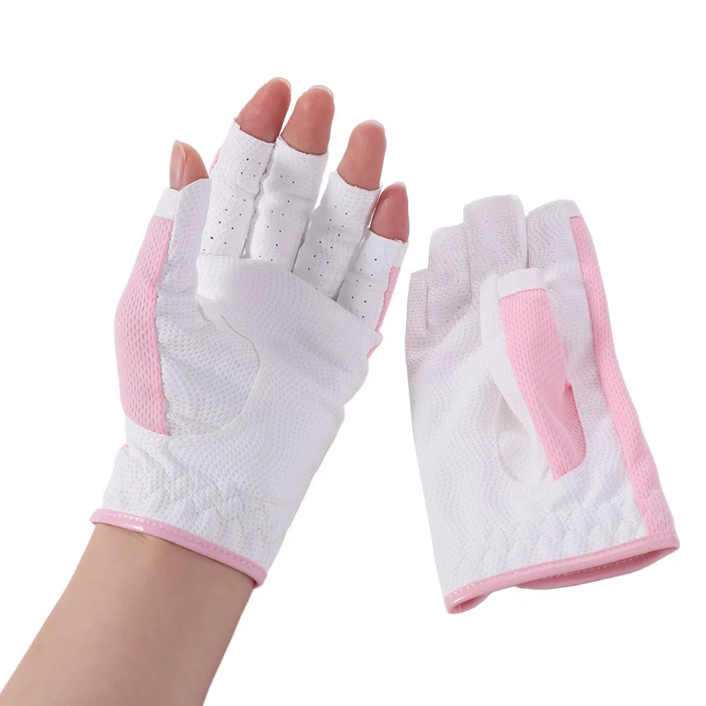 

Comfortable Women's Sport Gloves Fingerless Non-slip Ladies Golf Gloves Mesh Left Right Hand Golf Mittens Outdoor Sports
