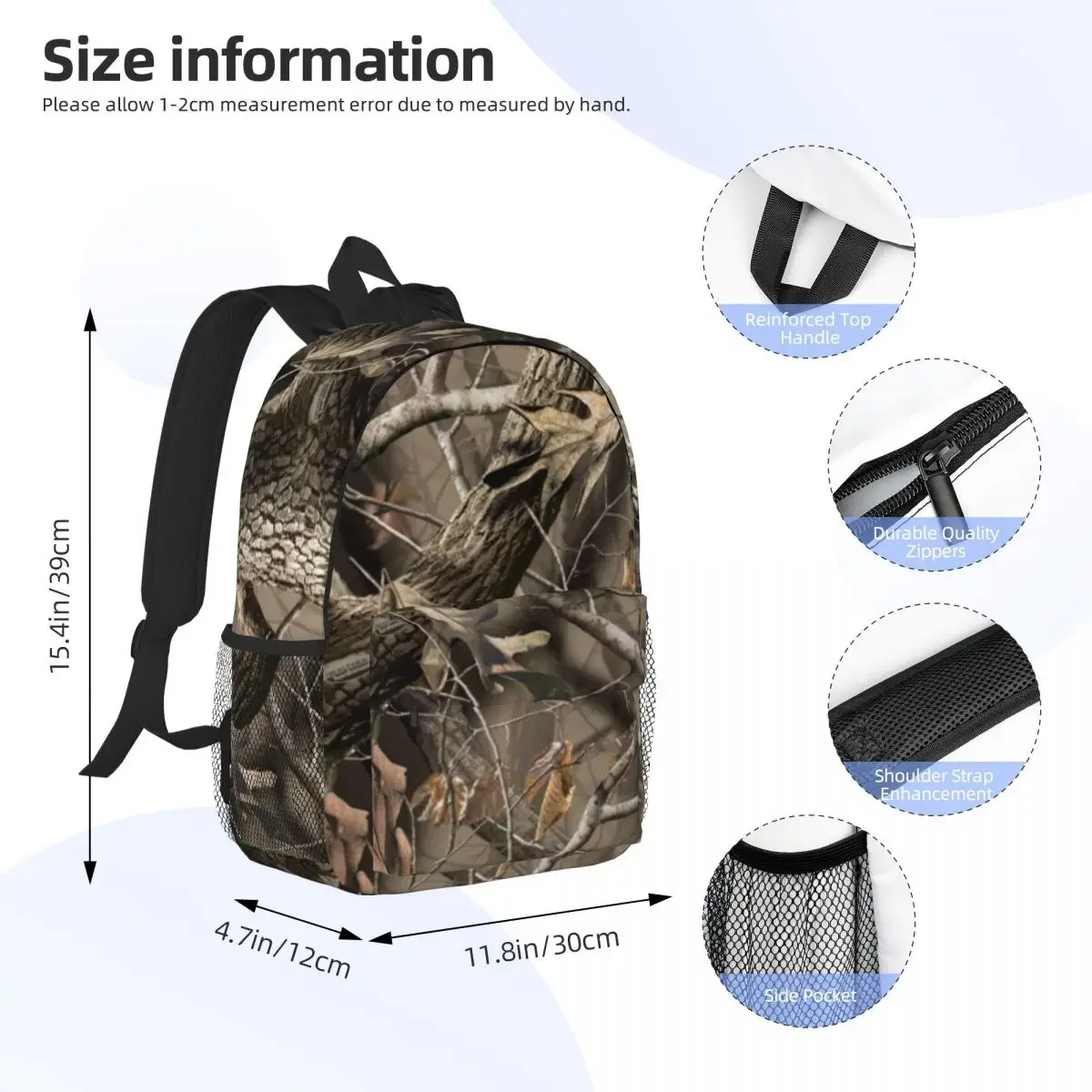 Real Tree Camouflage Backpacks Boys Girls Bookbag Cartoon Children School Bags Travel Rucksack Shoulder Bag Large Capacity