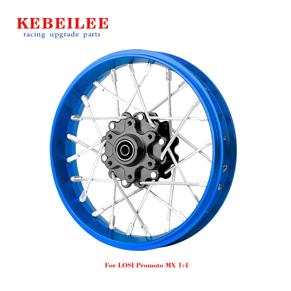 KEBEILEE CNC Aluminum Front Wheel V2 For LOSI Promoto MX motorcycle  1:4 Blue