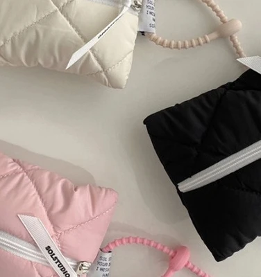 

Mini Quilted Cotton Cosmetic Bag Solid Color Zipper Travel Coin Purse Soft Portable Small Storage Pouch Zipper Fashion ﻿
