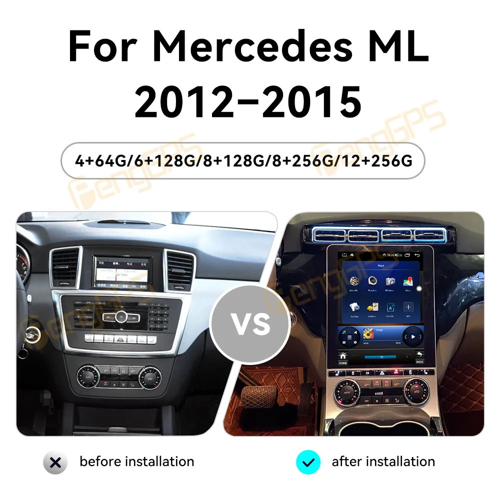 For Mercedes Benz GL(X166)/ML(W166) 2012 - 2015 Car Radio Wireless Carplay Android Auto Intelligent System Multimedia Player