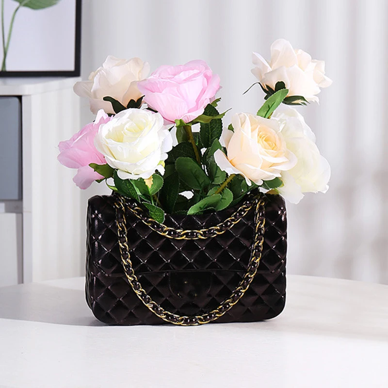 Vintage Bag Vases Aesthetic Flower Vase Living Room Table Decoration Wedding Desk Ornaments Luxury Interior Decorative Vases