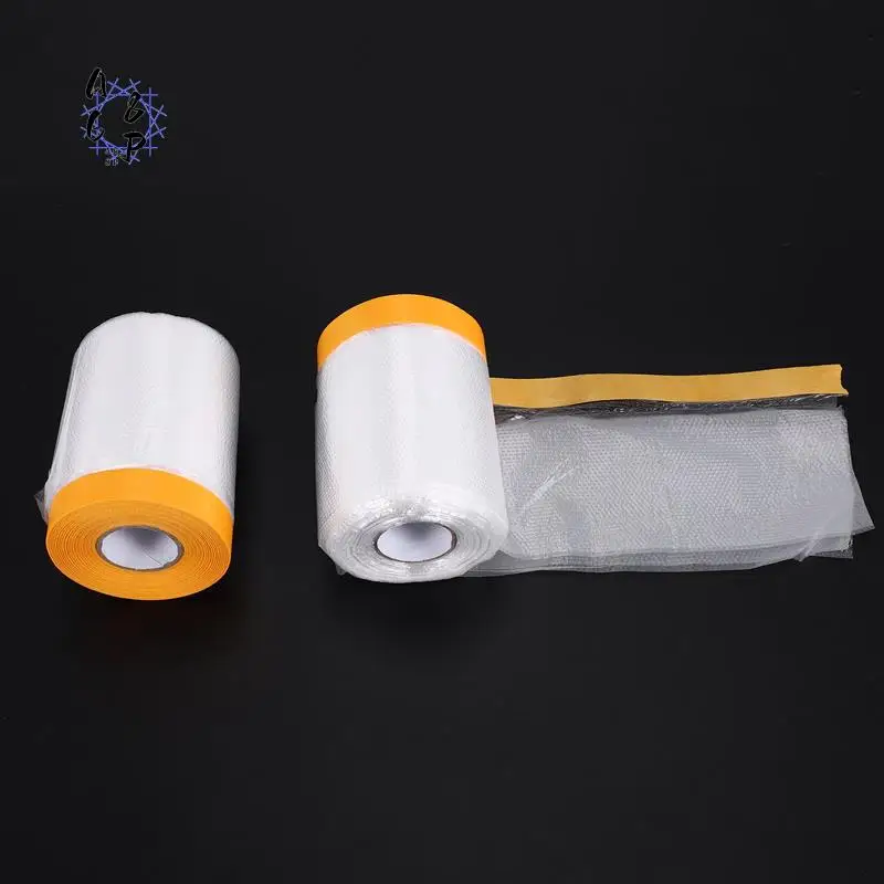 

A68P-Dust Sheets Roll, Plastic Masking Film Rolls Drape Masking Film With Self-Adhesive Tape For Painting Furniture Covering