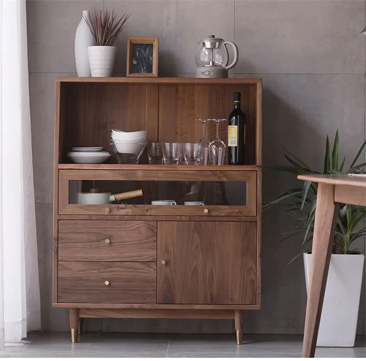 All solid wood dining side cabinet modern simple storage multi-functional locker