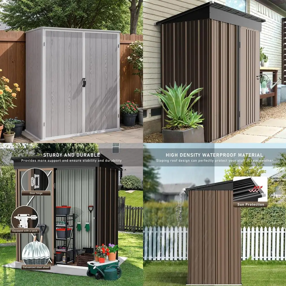 

5x3 Foot Plastic Outdoor Storage Shed with Waterproof Resin Cabinet, Stable Roof, and Lockable Doors for Patio Furniture