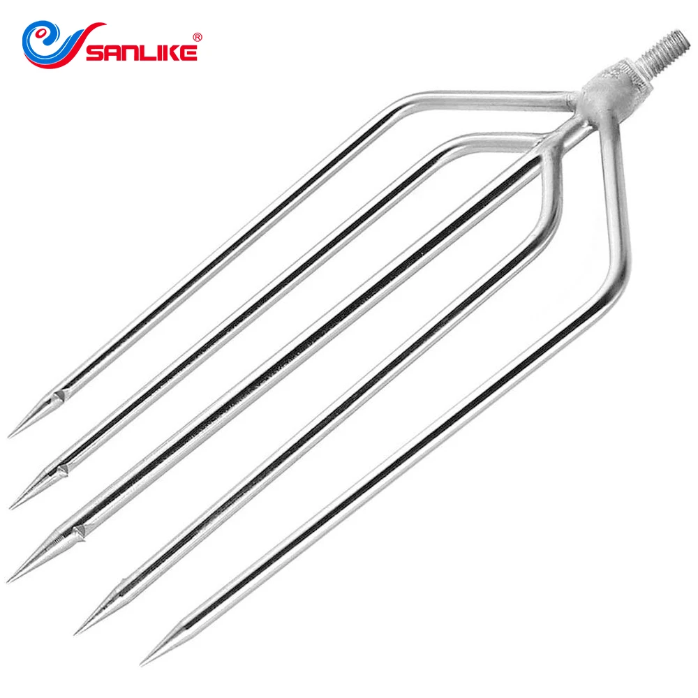 SANLIKE 5 Claws Stainless Steel Fishing Gaff 8mm Multi-function Prong Harpoon Head Sharp Barbed Fork Fishing Spear Hook Tools