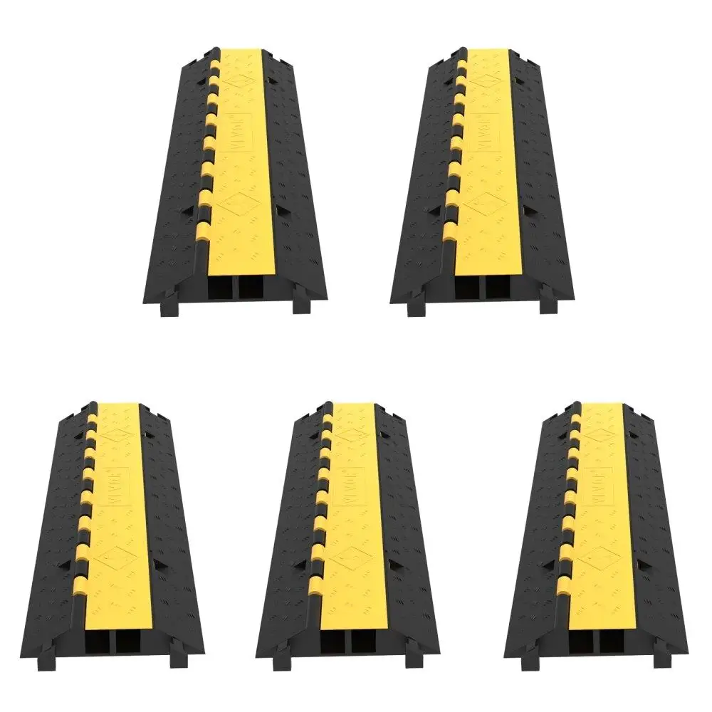 

5 Pack Rubber Cable Protector Ramp 2 Channel Heavy Duty 66,000 lbs Load Capacity Cable Wire for Cord Cover Ramp Speed Bump