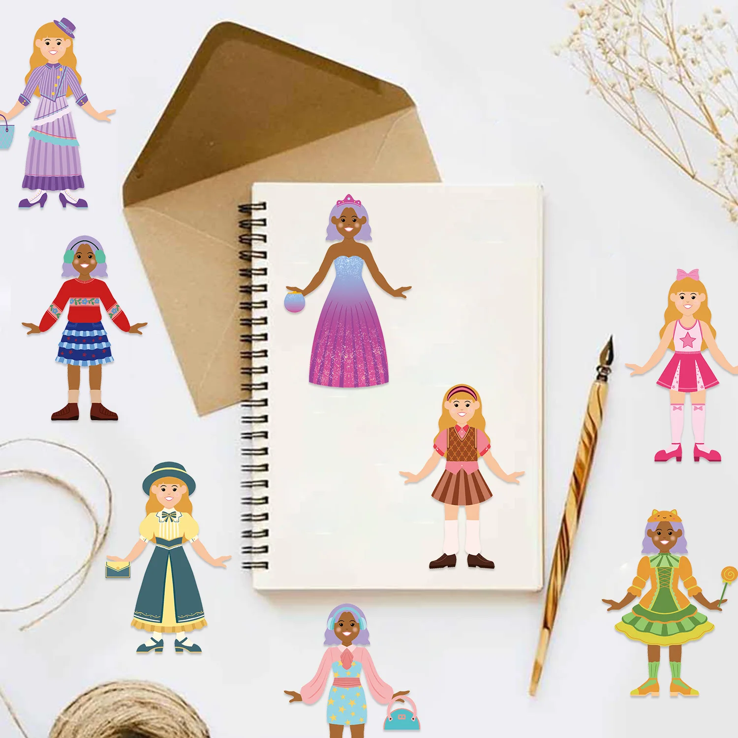 8 قطع/مجموعة من ملصقات الكولاج للفتيات، لوحة ملونة ممتعة، دفتر ملاحظات DIY، هاتف محمول، ملصقات حفلات تزيين الكمبيوتر المحمول