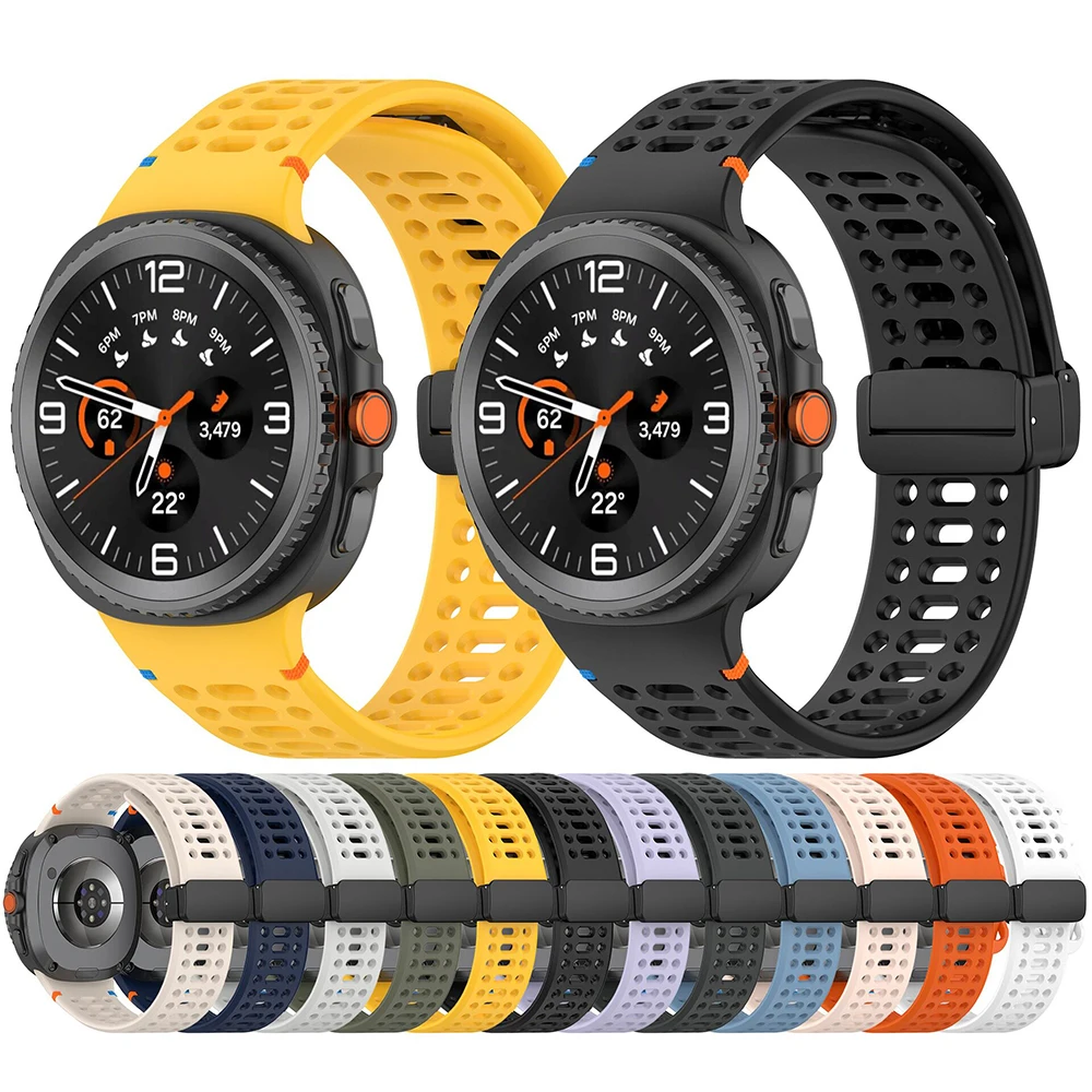 Strong Magnet Silicone Sport Strap For Samsung Galaxy Watch 9 8 40mm 44mm 8 Classic 46mm Secure Fit Shockproof Durable Men Women