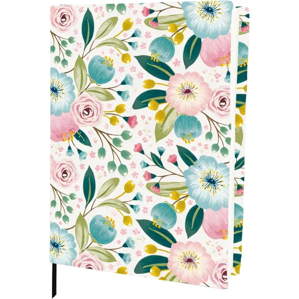 Flower Stretchable Book Cover for Large Books Pink Blue Washable Reusable Jumbo Fabric Protector Cloth Elastic Sleeve Stretchy