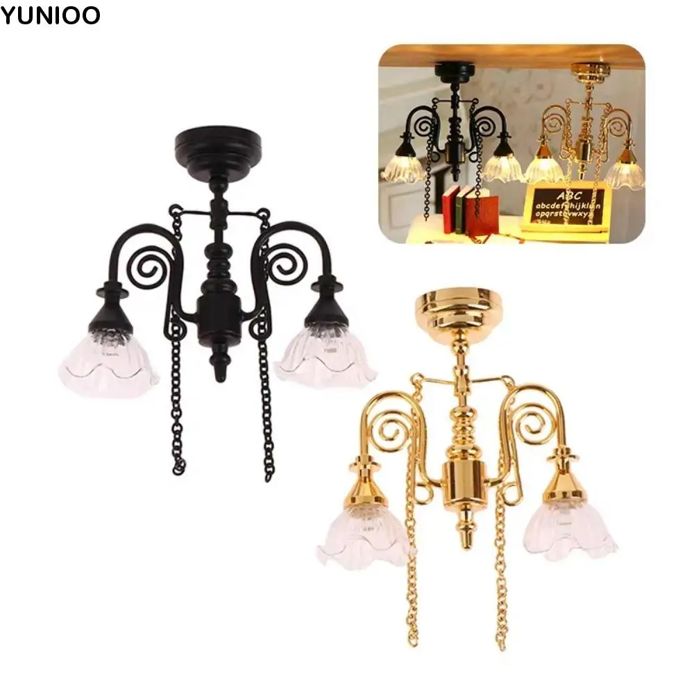 

Креативная настольная лампа для кукольного домика на батарейках, теплая белая люстра для кукольного домика, модель DIY, масштаб 1/12, мини-готическая настольная лампа