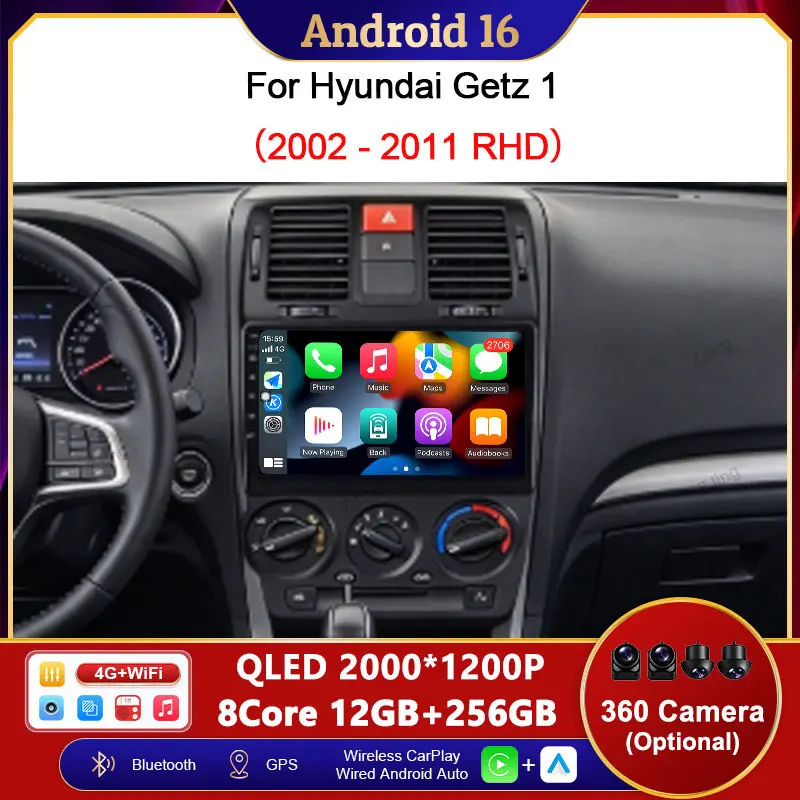 9 inch Split Screen Android 16 DSP Stereo WiFi For Hyundai Getz 1 2002 - 2011 RHD GPS Navi Head Unit Auto Accessories Auto Tools