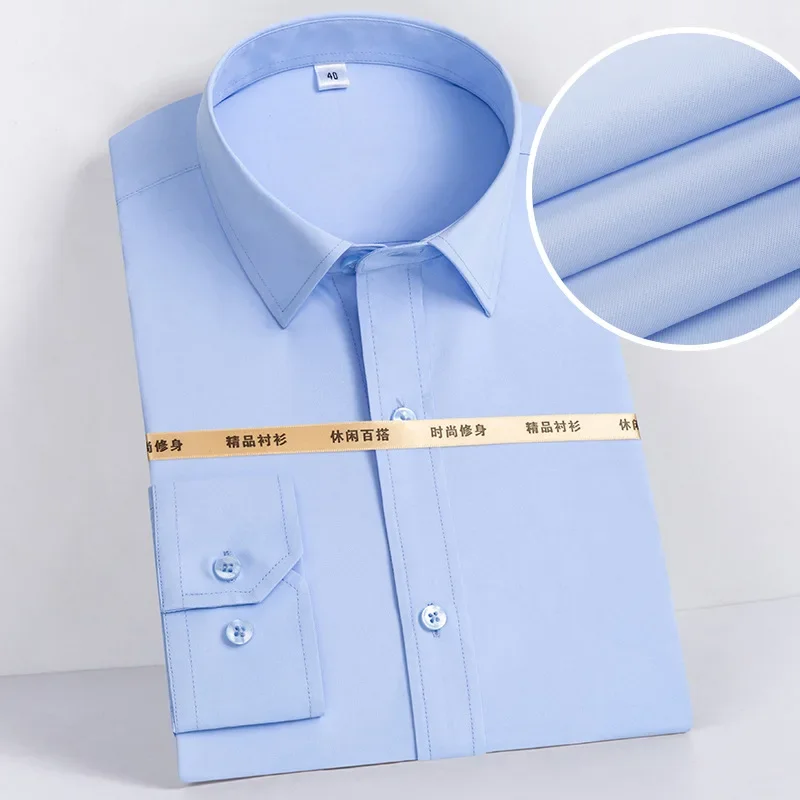 

Quality Mens Dress Shirts Long Sleeve Casual Solid Business Work Stand Collar Male Clothing Camisa Masculina Social Twill Shirt