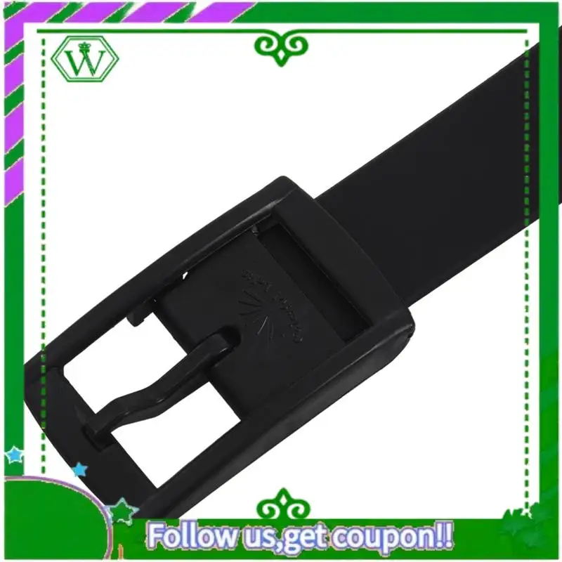 A18P-4X Sabuk Silikon Pria Wanita Gesper Plastik Karet Gaya Kulit Polos Dapat Disesuaikan-Hitam