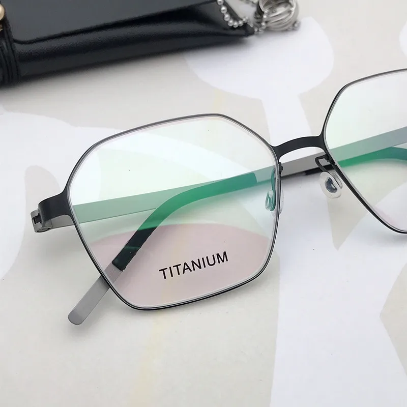 2023 Denmark Screwless Glasses Frame Fashion Polygon Prescription Eyeglasses Ultralight 6.4g High Elasticity Optical Spectacles