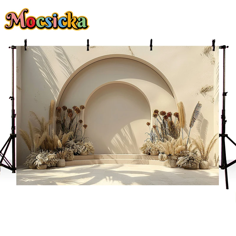 Mocsicka фон для фотосъемки изогнутая стена Bohe Цветочный декор для свадьбы беременных взрослых художественный портрет фон для фотостудии