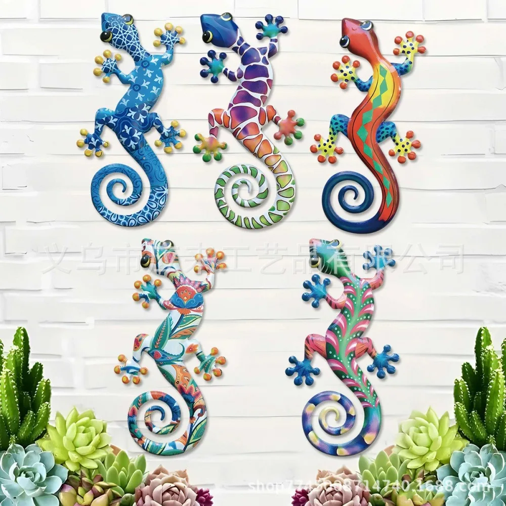 Colorful Lizard Wall Decoration, 14Cm/5.51Inch Gecko Hanging Ornament, Home Crafts, Suitable for Home Decor, Outdoor Garden Decoration, Bohemian Style, Garden Decoration, Yard Decoration, Balcony Decoration, Fence, Halloween, Christmas