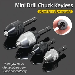 Mini Keyless Chuck Quick Change Electric Drill Bits Collet Converter Extension Screwdriver Chucks Adapter Fixture 1/4