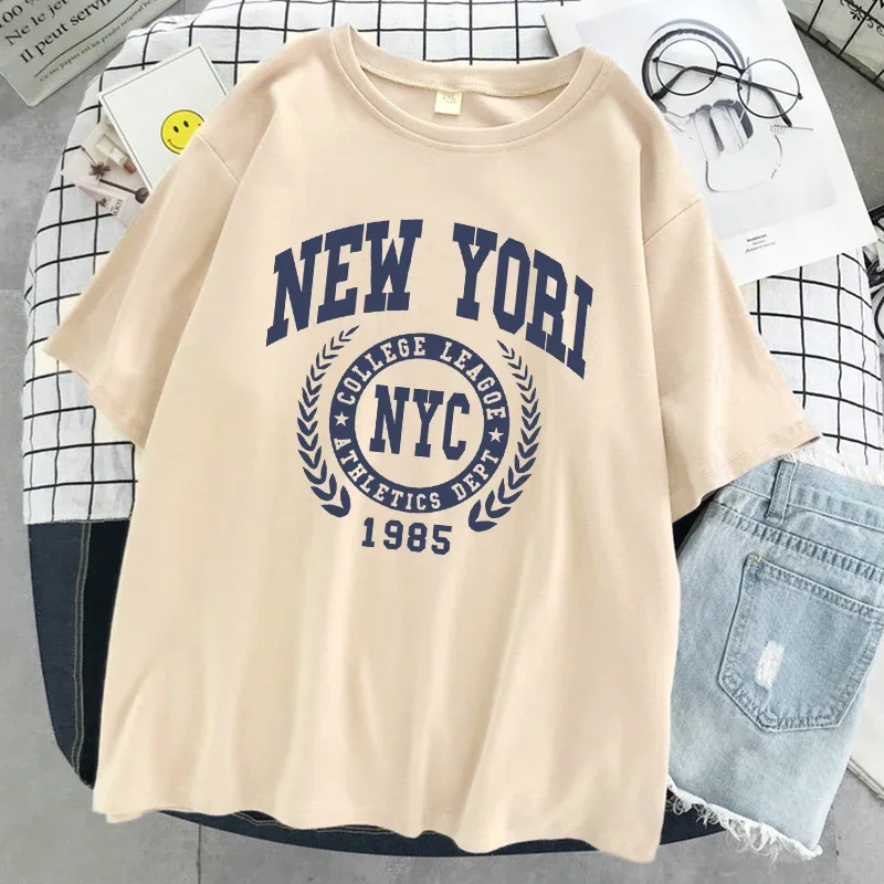 Casual Tee Shirts Soft Oversize T-Shirt Female New Yori Nyc 1985 City Graphic Print Women Tshirts Summer Fashion T-Shirt Cotton