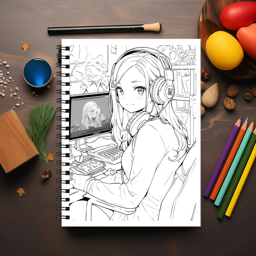 Anime Divas Adult Coloring Book - 8.3x 11.2 Inch 22 Page Coloring Book - Helps Reduce Stress and Ease Emotions