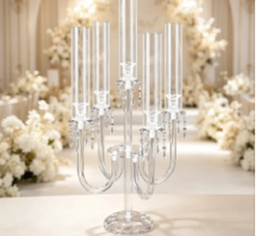 Luxury European Acrylic 5-Head Candelabra Wedding Decoration for Western Restaurants Home Parties Dining Table Ornament