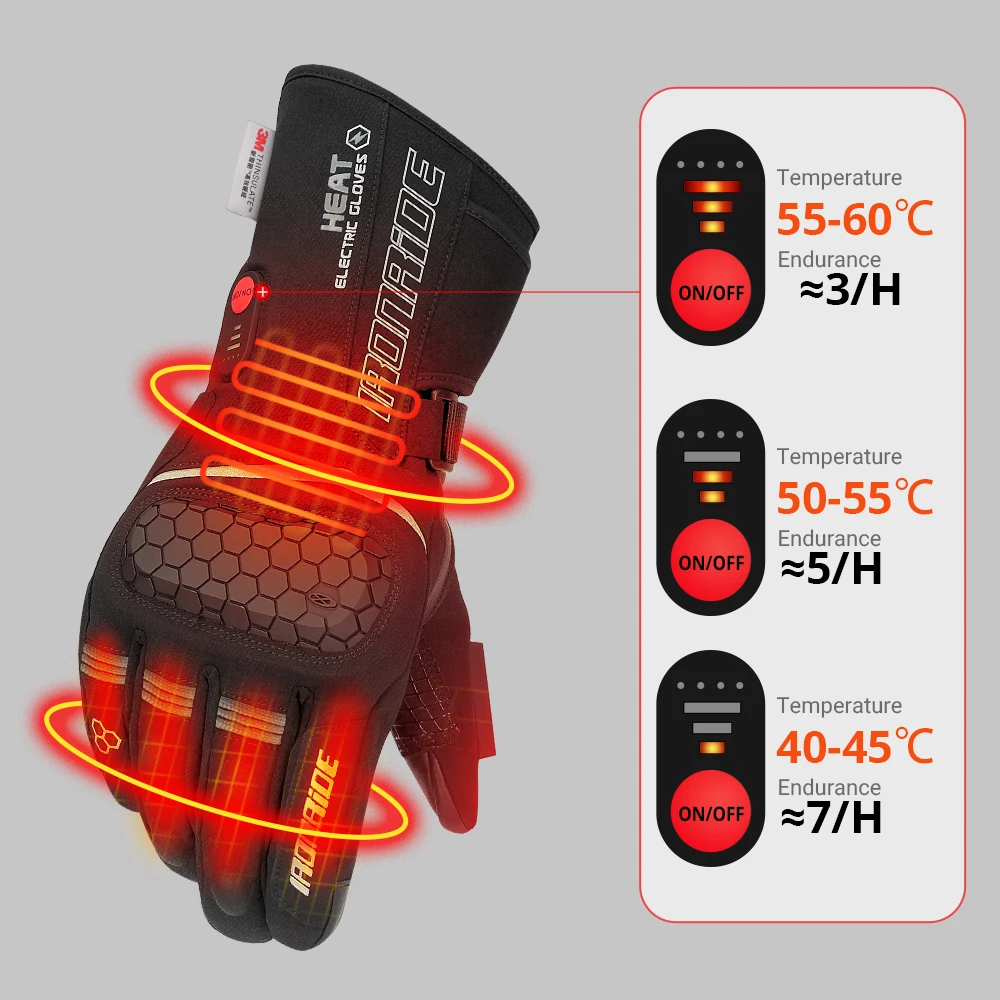 Rechargeable Heating Thermal Gloves Waterproof Motorcycle Winter Heated Gloves Moto Heated Gloves Warm For Snowmobile